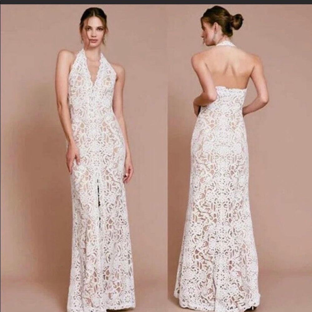 EUC Tadashi Shoji Bridal Eleanor Halter Wedding /formal dress gown -  size 4
